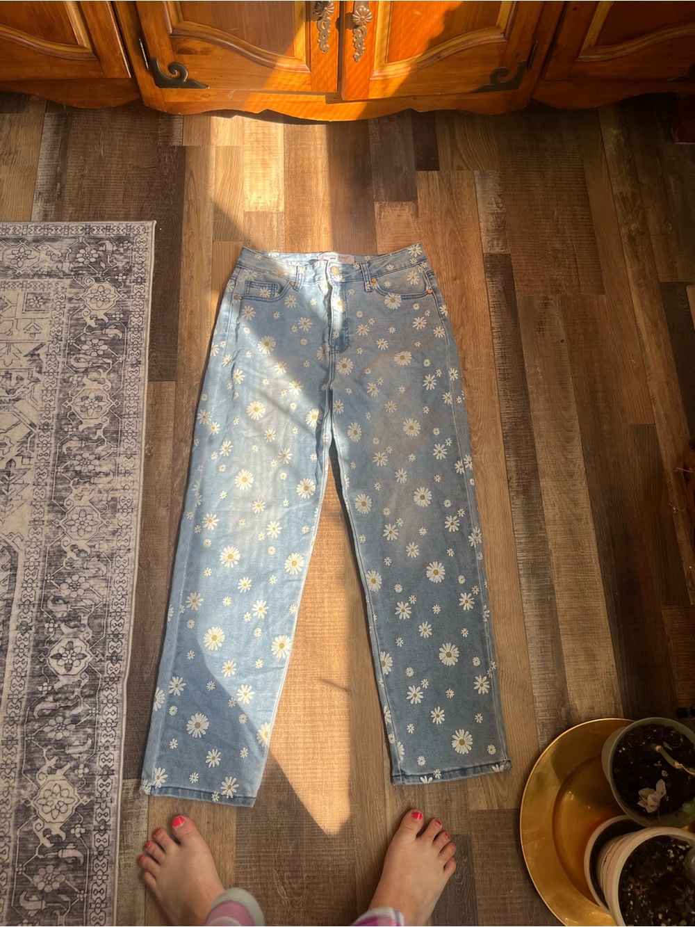GOGO Light Blue Daisy Print High-Rise Jeans